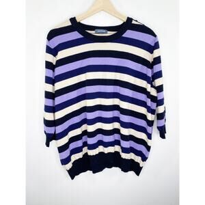ModCloth Purple White Black Striped Crewneck Sweater Women's Plus Size 4X